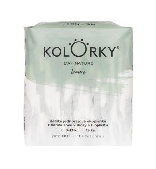 KOLORKY DAY NATURE Jednorázové eko plenky vel. L 8-13 kg 19 ks listy