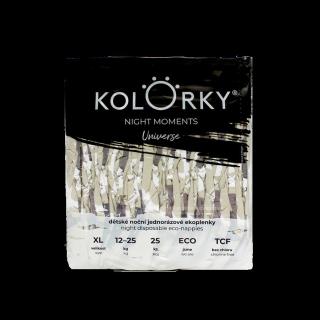 KOLORKY NIGHT MOMENTS Noční jednorázové eko plenky vel. XL 12-25 kg 25 ks vesmír