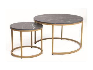 Konferenční stolek 2 ks DION Černá / zlatá,Konferenční stolek 2 ks DION Černá / zlatá