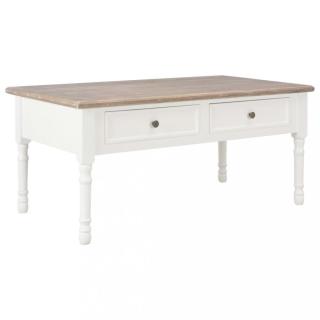 Konferenční stolek dřevo Dekorhome Bílá / přírodní,Konferenční stolek dřevo Dekorhome Bílá / přírodní