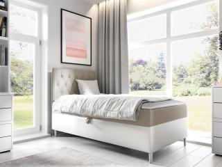 Kontinentální postel Mimir 90x200cm, bílá/béžová