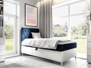 Kontinentální postel Mimir 90x200cm, bílá/modrá
