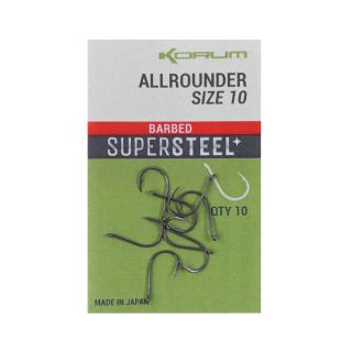 Korum Háčky Supersteel Allrounder Hooks Barbed 10ks - vel. 8