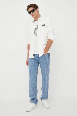Košile Calvin Klein Jeans pánská, bílá barva, regular, s klasickým límcem