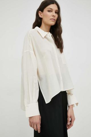 Košile Drykorn Namida dámská, béžová barva, relaxed, s klasickým límcem