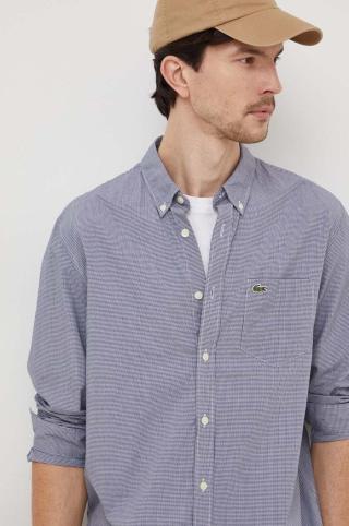 Košile Lacoste tmavomodrá barva, regular, s límečkem button-down