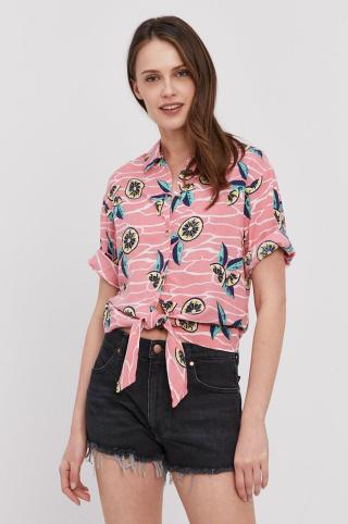 Košile Lee dámská, růžová barva, relaxed, s klasickým límcem
