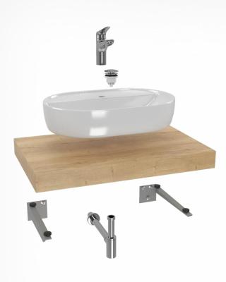 Koupelnová sestava Hansgrohe s deskou pod umyvadlo Dolce 80x8x50 cm dub halifax KSETDO2