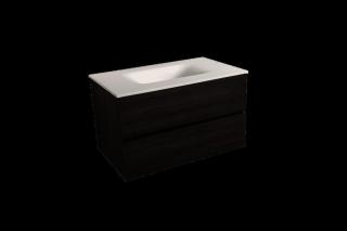 Koupelnová skříňka s umyvadlem bílá mat Naturel Verona 86x51,2x52,5 cm tmavé dřevo VERONA86BMTD