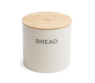 Kovový chlebník s bambusovým víkem BREAD béžová 23x24 cm Homla