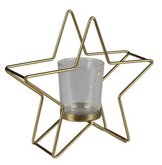Kovový dekorační svícen na čajovou svíčku STJERN zlatá 16,5x5,5x16 cm Mybesthome