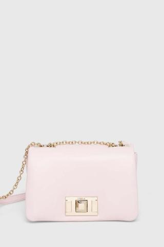 Kožená kabelka Furla růžová barva