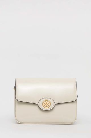 Kožená kabelka Tory Burch béžová barva