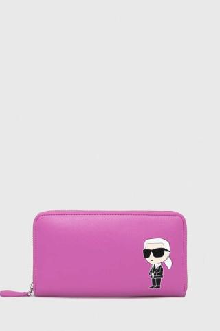 Kožená peněženka Karl Lagerfeld růžová barva