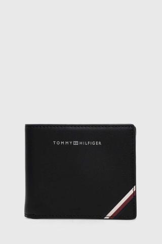 Kožená peněženka + klíčenka Tommy Hilfiger černá barva