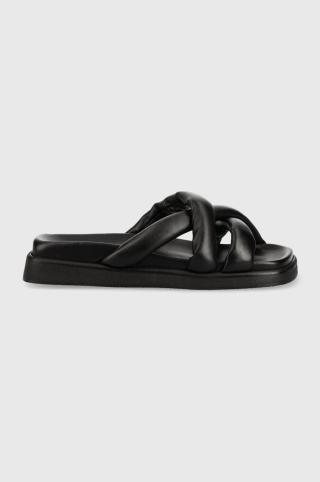 Kožené pantofle Alohas Slip On Cross dámské, černá barva, S00202.25