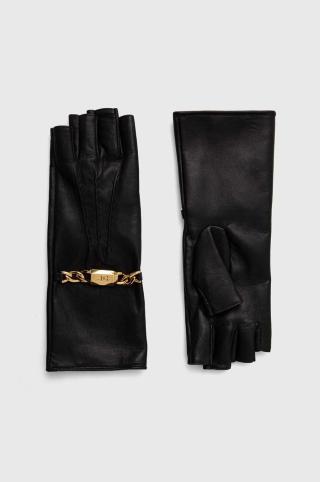 Kožené rukavice Elisabetta Franchi dámské, černá barva
