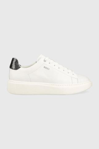 Kožené sneakers boty BOSS Amber bílá barva, 50488194