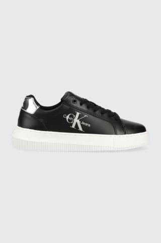 Kožené sneakers boty Calvin Klein Jeans CHUNKY CUPSOLE MONO černá barva, YW0YW01224