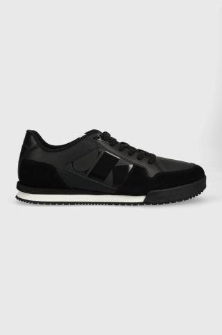 Kožené sneakers boty Calvin Klein Jeans LOW PROFILE RUNNER M černá barva, YM0YM00695