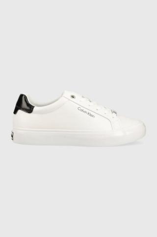 Kožené sneakers boty Calvin Klein VULC LACE UP bílá barva, HW0HW01406