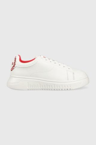 Kožené sneakers boty Emporio Armani bílá barva