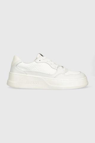 Kožené sneakers boty Guess Avellino bílá barva, FM5CIA FAB12 WHITE