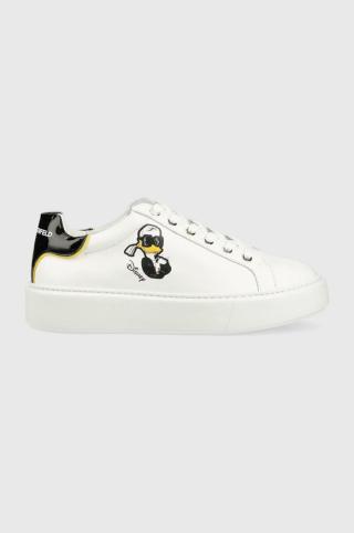 Kožené sneakers boty Karl Lagerfeld x Disney bílá barva, KL96223D
