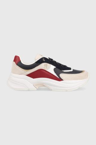 Kožené sneakers boty Tommy Hilfiger CHUNKY TH RUNNER tmavomodrá barva, FW0FW07386