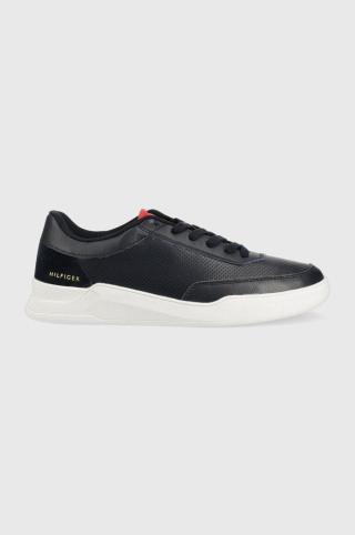 Kožené sneakers boty Tommy Hilfiger Elevated Cupsole Perf tmavomodrá barva