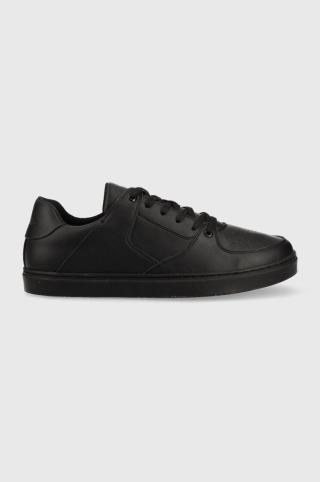 Kožené sneakers boty Trussardi Perlite Basket Low černá barva