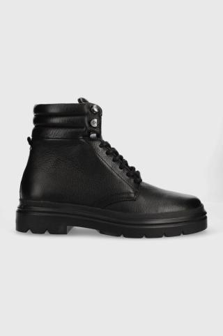 Kožené trapery Calvin Klein Combat Boot Pb Lth pánské, černá barva