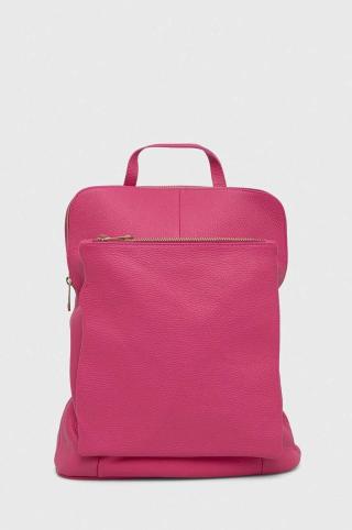 Kožený batoh Answear Lab dámský, růžová barva, velký, hladký
