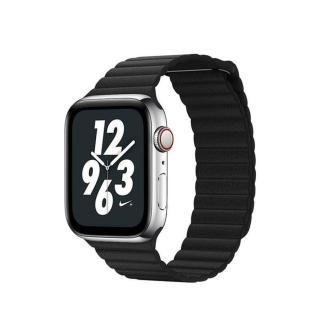 Kožený magnet. řemínek pro Apple watch 38/40/41 mm, Loop, černá