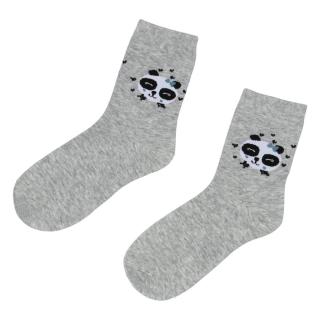 Krásné bavlněné ponožky s pandou, šedé, velikost 35-38