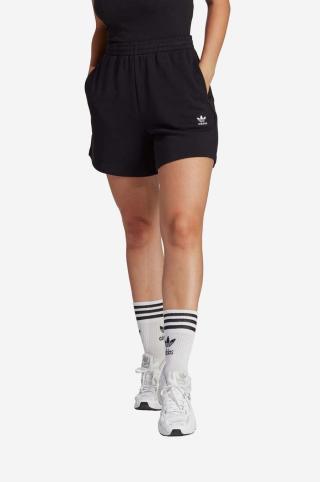 Kraťasy adidas Originals dámské, černá barva, hladké, high waist, IA6451-black