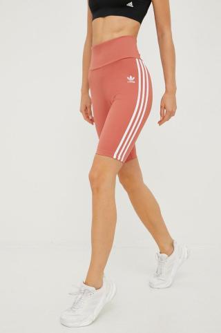 Kraťasy adidas Originals dámské, oranžová barva, s aplikací, high waist, HL6770-MAGEAR