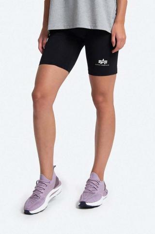 Kraťasy Alpha Industries dámské, černá barva, hladké, high waist, 116052.03-black