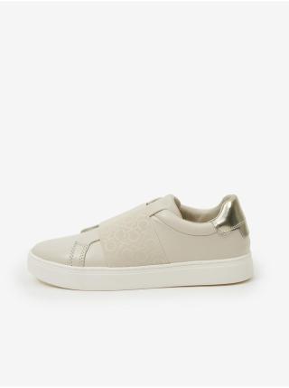 Krémové dámské kožené slip on tenisky Calvin Klein