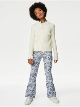 Krémový holčičí žebrovaný kardigan na zip Marks & Spencer