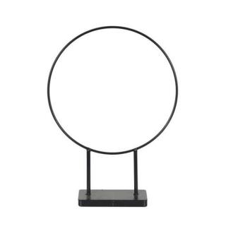 Kruh kovový na dřevěném podstavci černý 38,5cm