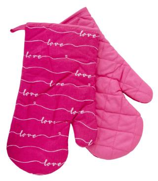 Kuchyňské bavlněné rukavice - chňapky SWEET LOVE růžová 100% bavlna 19x30 cm Essex