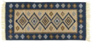 Kusový oboustranný vzorovaný koberec KILIM - ROMBY modrá více rozměrů Multidecor Rozměr: 80x150 cm