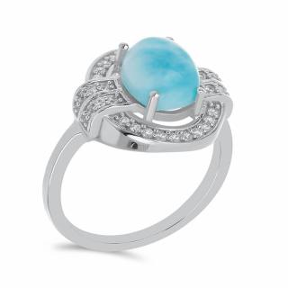 Larimar prsten stříbro  Ag 925 VR056014 - 52 mm , 4,8 g