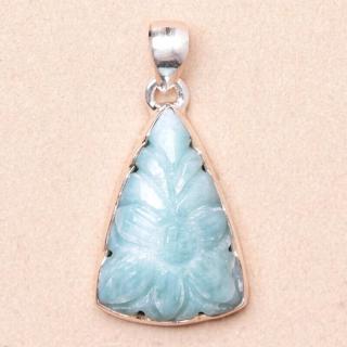 Larimar vyřezávaný přívěsek stříbro Ag 925 P74 - 2,6 cm, 5,6 g