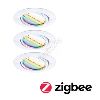 LED vestavné svítidlo Smart Home Zigbee Base Coin základní sada výklopné kruhové 90mm 20° 3x4,9W 230V stmívatelné RGBW+ bílá - PAULMANN