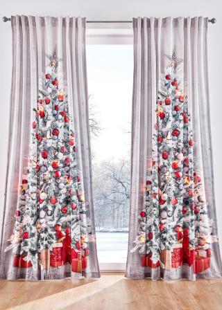 LED závěs se zasněženým vánočním stromkem