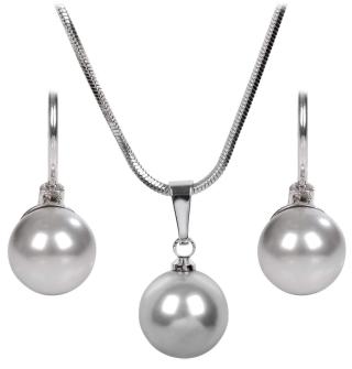 Levien Sada náhrdelníku a náušnic Pearl Light Grey SET-041