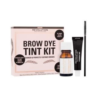 Makeup Revolution London Brow Dye Tint Kit dárková kazeta barva na obočí 5 ml + aktivátor barvy na obočí 10 ml pro ženy Brown
