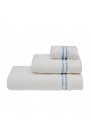 Malý ručník CHAINE 30 x 50 cm Bílá / modrá výšivka